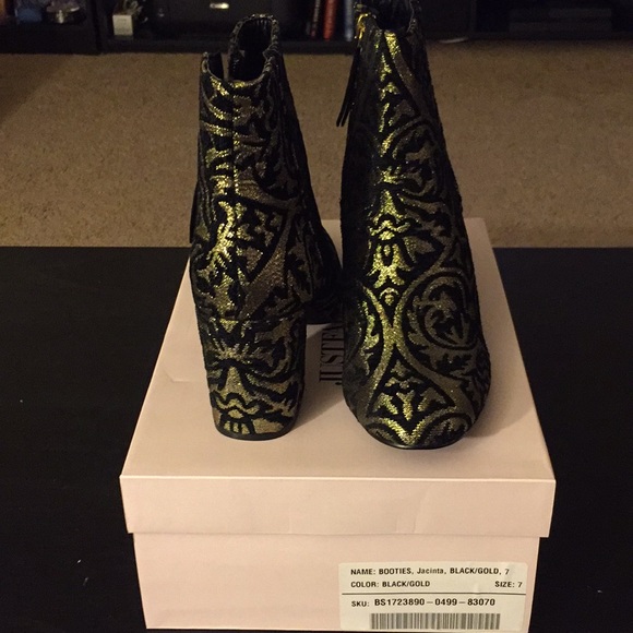 Black and Gold Ankle Booties - Picture 2 of 6